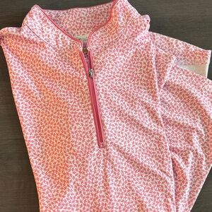 Pink Patterned Half-Zip golf shirt